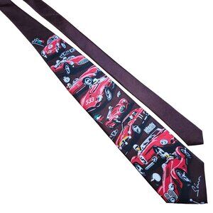 Vintage Dennis Simon Red Blooded Italians Century Of Speed Ltd Ed Silk Necktie